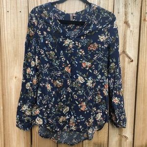 Navy Floral Blouse